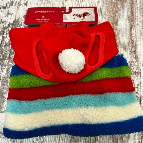 WONDERSHOP Holiday Stripe Sherpa Dog Pet Hoodie - Picture 3 of 5